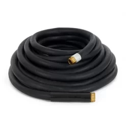 Apache 98108806 75 Foot Industrial Rubber Garden Water Hose With Heavy Duty MGHT X FGHT Brass Fittings And 1 Bend Restrictor, Black