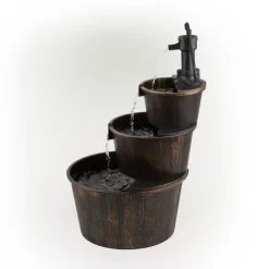 40" Three Tier Pump And Barrels Fountain Brown - Alpine Corporation -Outdoor Garden GUEST 811b97f3 0676 4719 b25e c95ce2c26ddd
