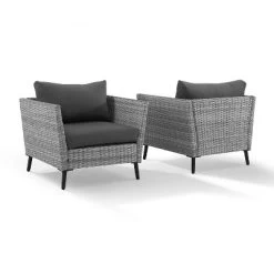 Richland 2pk Outdoor Wicker Armchairs - Charcoal - Crosley -Outdoor Garden GUEST 815073a1 de1b 4ec3 bdf7 61394fae9b2b