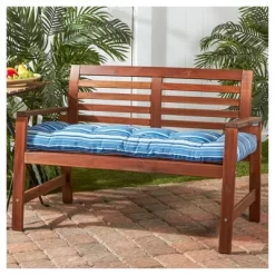Sapphire Stripe Outdoor Bench Cushion - Kensington Garden