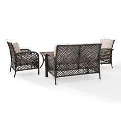 Tribeca 4pc Outdoor Wicker Conversation Set - Sand/Brown - Crosley -Outdoor Garden GUEST 82f69fbc e428 43d2 ba43 c2fbe5b0f7e7