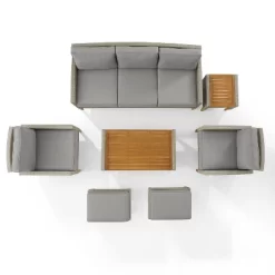 Capella 7pc Outdoor Wicker Sofa Set - Gray - Crosley -Outdoor Garden GUEST 83a19a7b 90a0 4b03 a217 8cbb265fae57