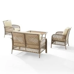 Tribeca 4pc Outdoor Wicker Conversation Set - Sand/Driftwood - Crosley -Outdoor Garden GUEST 840951af bea9 4649 953f 75ac43ecf17c