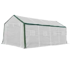 Outsunny 20' X 10' X 8' Heavy-duty Greenhouse, Walk-in Hot House With Windows And Roll Up Door, PE Cover, Steel Frame -Outdoor Garden GUEST 840fcdc1 a5dd 461f ab54 02ede89124a6