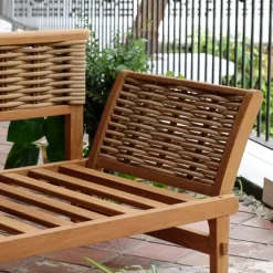 Cambridge Casual Auburn Teak & Wicker Outdoor Patio Daybed With Cushion Brown/Beige -Outdoor Garden GUEST 8457e708 2628 493d ba50 0c3f34c3a950