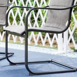 Patio Set With Steel Table With 1.57" Umbrella Hole & Padded Sling Arm Chairs - Captiva Designs -Outdoor Garden GUEST 8558704d 6621 422a 8702 4d0c5e9e62f7