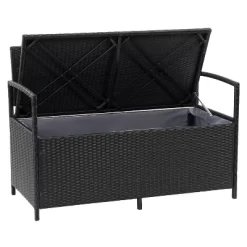 Parksville Patio Storage Bench - Black - CorLiving -Outdoor Garden GUEST 8574fc05 85c2 4d56 9a01 4e35a87f82ae