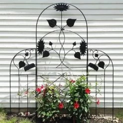 Achla Designs 90" Sunflower Decorative Iron Garden Trellis Black Powder Coat Finish -Outdoor Garden GUEST 85cda4de 8893 48fd a96d 5d59e4bfb8ff