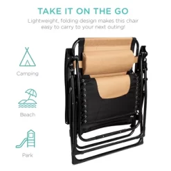 Best Choice Products Oversized Padded Zero Gravity Chair, Folding Outdoor Patio Recliner W/ Headrest, Side Tray -Outdoor Garden GUEST 8669d6ef dcca 43c2 b3dc de980398cf84