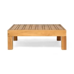 2pk Oana Outdoor Acacia Wood Right Arm Loveseat & Coffee Table With Cushion Teak/Blue - Christopher Knight Home -Outdoor Garden GUEST 86820181 2da9 4501 82d9 06cde3f29d3c