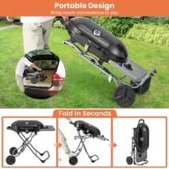 Costway Portable Propane Grill Folding Gas Grill Griddle With Wheels & Side Shelf -Outdoor Garden GUEST 86a4d864 f9e0 4665 8bcb d5d21b126bbe