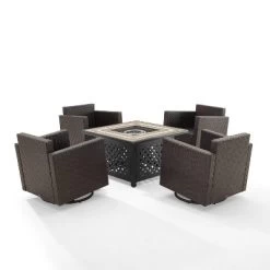 Palm Harbor 5pc Outdoor Wicker Conversation Set With Fire Table - Gray - Crosley -Outdoor Garden GUEST 86ba6dbe 3f15 47a5 9698 8beb69ef9d6d