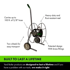 Yard Butler Compact Hose Reel Cart With Wheels - Heavy Duty 100 Foot Metal Hose - Reel Suitable For Gardens, Lawns, And Outdoor - IHTC-1 -Outdoor Garden GUEST 86e11581 645a 45e5 b5a1 2ad29593c8c8