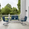 Ridgeland 4pc Outdoor Metal Conversation Set - Navy - Crosley