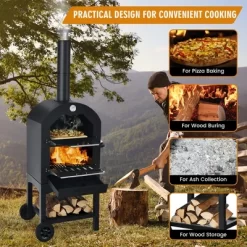 Costway Outdoor Pizza Oven Wood Fire Pizza Maker Grill W/ Pizza Stone & Waterproof Cover -Outdoor Garden GUEST 8736ae0e e3eb 4b9a 9c42 2069694ad9d2