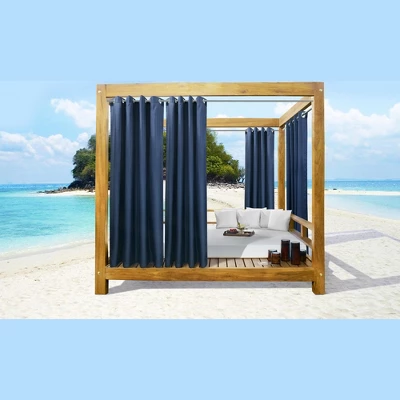 Commonwealth Seascapes Light Filtering Enhance Living Space With Satiny Look Grommet Outdoor Panel Pair Indigo 4 Commonwealth Seascapes Light Filtering Enhance Living Space With Satiny Look Grommet Outdoor Panel Pair Indigo - Image 4