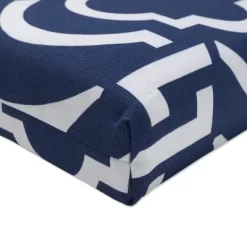 Outdoor Bench Cushion - Blue/White Geometric - Pillow Perfect