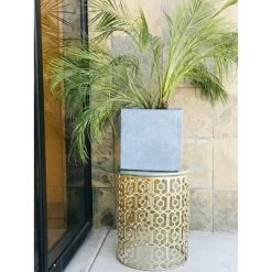 Rosemead Home & Garden, Inc. 10" Wide Kante Lightweight Modern Square Concrete/Fiberglass Indoor Outdoor Planter Box Slate Gray -Outdoor Garden GUEST 8800b52d 436d 4829 a284 e722ec164f5d 1