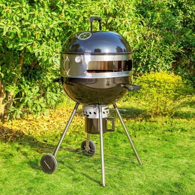 Captiva Designs E02GR013 22" Kettle Charcoal Grill With Pizza Ring And Pizza Stone - Black 2 Captiva Designs E02GR013 22" Kettle Charcoal Grill With Pizza Ring And Pizza Stone - Black - Image 2