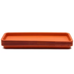 Juvale 8 Pack Large Plastic Plant Drip Trays For Watering, Rectangular Planter Saucer Pans For Indoors, Outdoors, Terracotta Red, 17x7 In -Outdoor Garden GUEST 881b29a4 b85b 40fa 8660 4e5c880b7b33