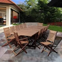 Brandon 13pc Patio Eucalyptus Wood Extendable Dining Set - International Home Miami -Outdoor Garden GUEST 884363ba c037 4f63 9416 b3a594c5a547