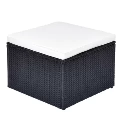 6pc Wicker Patio Conversation Set With Sofa, Arm Chairs, Ottomans & Coffee Table - Black/Beige - GODEER 23 6pc Wicker Patio Conversation Set With Sofa, Arm Chairs, Ottomans & Coffee Table - Black/Beige - GODEER -Outdoor Garden GUEST 88abb2d1 3c35 4bf5 b4f2 2b0db1f92dc5