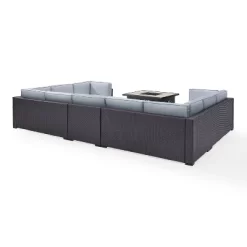 Biscayne 6pc Outdoor Wicker Sectional Set With Fire Table - Mist - Crosley -Outdoor Garden GUEST 88d795d4 a4ca 48d9 91f4 228c965f55c2