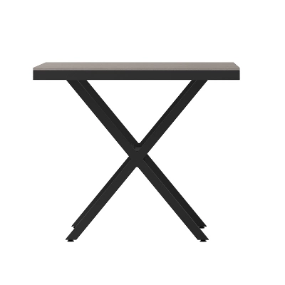 Emma And Oliver 59" X 35.5" Outdoor X-Frame Dining Table With Faux Teak Poly Slat Top And Metal Frame 9 Emma And Oliver 59" X 35.5" Outdoor X-Frame Dining Table With Faux Teak Poly Slat Top And Metal Frame - Image 9