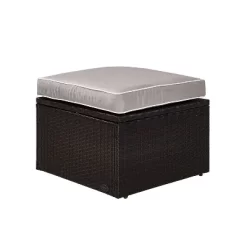 Palm Harbor Outdoor Wicker Ottoman - Gray - Crosley -Outdoor Garden GUEST 890374db 57fb 4950 bc09 67d32eadf432
