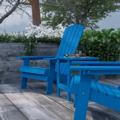 Merrick Lane Set Of Two Folding Adirondack Patio Chairs With Matching Outdoor Side Table -Outdoor Garden GUEST 8991a211 b235 44f3 9a54 857737f373e7