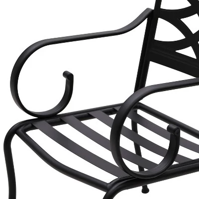 7pc Outdoor Dining Set With 6 Chairs With Seat & Back Cushions & Metal Rectangle Table With Umbrella Hole - Captiva Designs 9 7pc Outdoor Dining Set With 6 Chairs With Seat & Back Cushions & Metal Rectangle Table With Umbrella Hole - Captiva Designs - Image 9