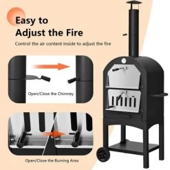 Costway Outdoor Pizza Oven Wood Fire Pizza Maker Grill W/ Pizza Stone & Waterproof Cover -Outdoor Garden GUEST 89e10153 a6aa 4c11 b110 17916594a829