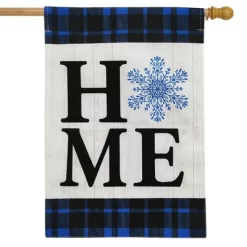 Snowflake Home Burlap Winter House Flag 40" X 28" Briarwood Lane