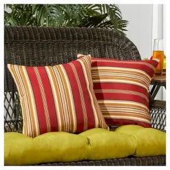 Set Of 2 Roma Stripe Outdoor Square Throw Pillows - Kensington Garden