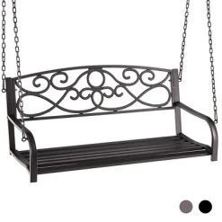 Tangkula Patio Hanging Porch Swing Outdoor 2-Person Metal Swing Bench Chair W/ Chains -Outdoor Garden GUEST 8b0f1898 37e8 492e ac40 9881cb2c0e41