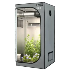 Costway 32''x32''x63''Mylar Hydroponic Grow Tent W/Observation Window & Floor Tray GrayBlack -Outdoor Garden GUEST 8b30b071 99d7 4947 b34b 147253200053