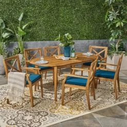Pines 7pc Acacia Oval Wood Dining Set - Christopher Knight Home -Outdoor Garden GUEST 8b6c1829 26a9 4395 b676 b2315c96ec89