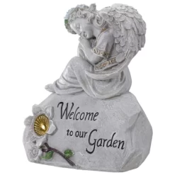Northlight 9.25" Gray Solar Powered "Welcome To Our Garden" Angel Outdoor Garden Statue -Outdoor Garden GUEST 8d5e1a20 49ff 4891 8e08 8cd80b37ae3b
