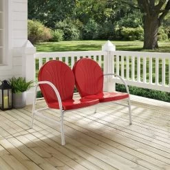 Griffith Outdoor Loveseat - Bright Red - Crosley -Outdoor Garden GUEST 8f04f618 8ee7 461d b894 40734664b36e