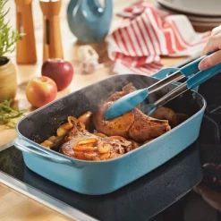 Rachael Ray Premium RUST-RESISTANT Cast Iron Roasting Pan 9"x13" Agave Blue -Outdoor Garden GUEST 8f18a7cf bf40 470a b147 ca8ccea2142d