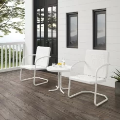 Bates 3pc Outdoor Chair Set - White - Crosley -Outdoor Garden GUEST 8f46bdbc c661 4d4d 8168 f4157256205e