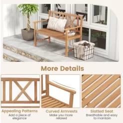 Costway 2-Person Bench Patio Acacia Wood Outdoor Loveseat Chair Garden Natural 15 Costway 2-Person Bench Patio Acacia Wood Outdoor Loveseat Chair Garden Natural -Outdoor Garden GUEST 9084e897 c519 4070 a3db 75f238dbdf10