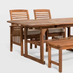 Ravenscroft 4pc Extendable Acacia Wood Outdoor Dining Set - Saracina Home -Outdoor Garden GUEST 9093e35d 2049 4ddb a85b 14254399b8d2