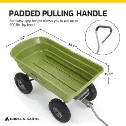 Gorilla Carts 600 Pound Capacity Heavy Duty Poly Yard Garden Steel Quick Dump Utility Wheelbarrow Wagon Trolley Cart With Straight Pull Handle, Green -Outdoor Garden GUEST 90a7db5e 48d8 41da a9fd f0fd42e87514