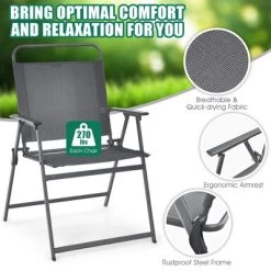 Costway 3PCS Outdoor Bistro Set Folding Table And Chairs Garden Deck Black -Outdoor Garden GUEST 9120c99c bb58 4a75 8795 2c7fa2c8ca97