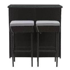 Parksville Patio Bar Set With Cushions - Black/Gray - CorLiving -Outdoor Garden GUEST 9272c9ab 2314 4923 a27c 1897664f9d2a