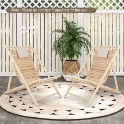 Costway Patio Outdoor Adjustable Folding Wood Sling Chair Reclining Lounge Assembly Free -Outdoor Garden GUEST 92a7c29e 75c4 4990 96e1 e2d0278ae54e