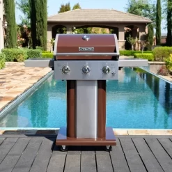 Permasteel 3-Burner Gas Grill With Foldable Side Tables
