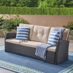 Sanger Wicker Sofa - Brown/Beige - Christopher Knight Home 8 Sanger Wicker Sofa - Brown/Beige - Christopher Knight Home -Outdoor Garden GUEST 9396036c b12e 4e9c 9f41 0cd16e524498