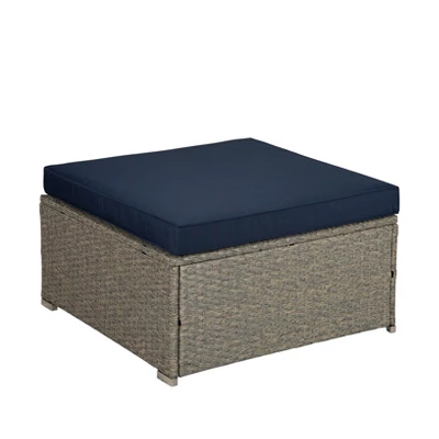 4pc Outdoor Wicker Conversation Set With Cushions - Navy/Beige - GODEER 6 4pc Outdoor Wicker Conversation Set With Cushions - Navy/Beige - GODEER - Image 6